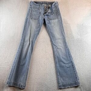 American Eagle Vintage Flare Jeans Light Wash Button Fly Size 2 Distressed 29x31